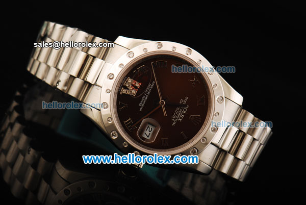Rolex Datejust Oyster Perpetual Automatic Movement Full Steel with Diamond Bezel and Roman Numeral Markers - Click Image to Close